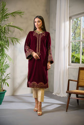 DA-1675 MAROON EMBROIDERED KURTA